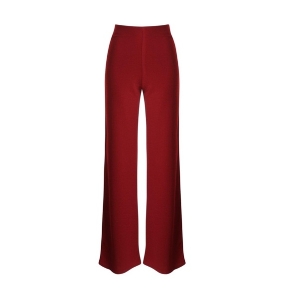 High Waist Berry Crepe Wide Leg Pant - Picture 2 of 2